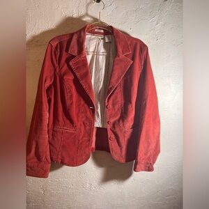 St. John's Bay Stretch Corduroy Jacket Burnt Orange button pockets gorpcore LG